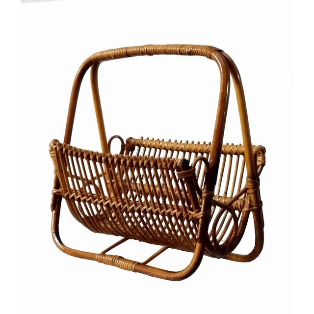 Bamboo Magazine Stand in the Style of Franco Albini, Italy, 1960s For Sale - Image 3 of 6