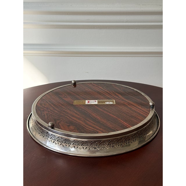 Vintage Silverplate Footed and Formica Tray For Sale - Image 13 of 15