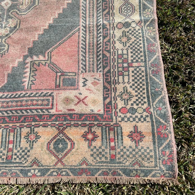 Boho Chic Muted Colors Vintage Oushak Rug For Sale - Image 3 of 7