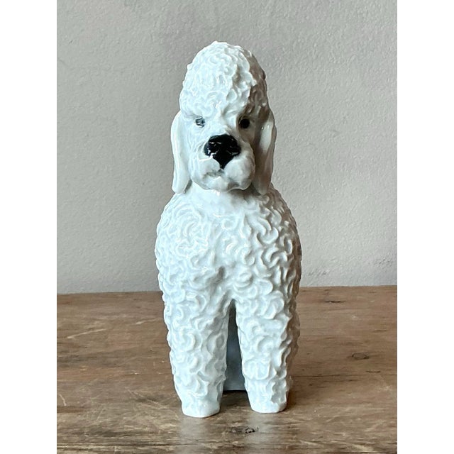 Mid 20th Century Vintage Regency Glazed Ceramic Poodle For Sale - Image 5 of 7