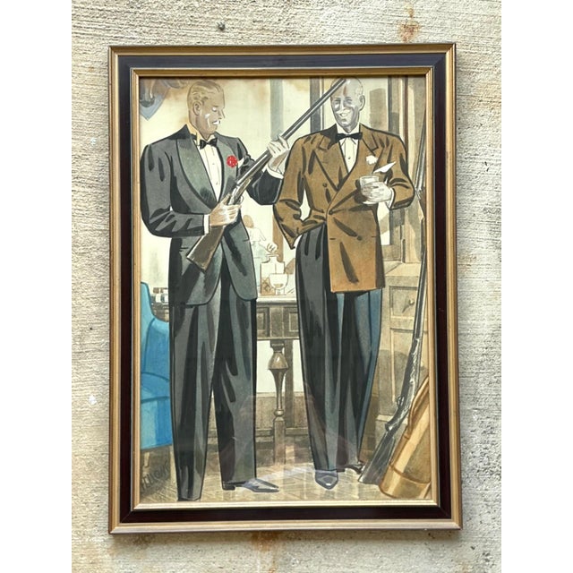 Mid 20th Century Vintage Framed Gentlemen's Club Illustration For Sale - Image 5 of 18
