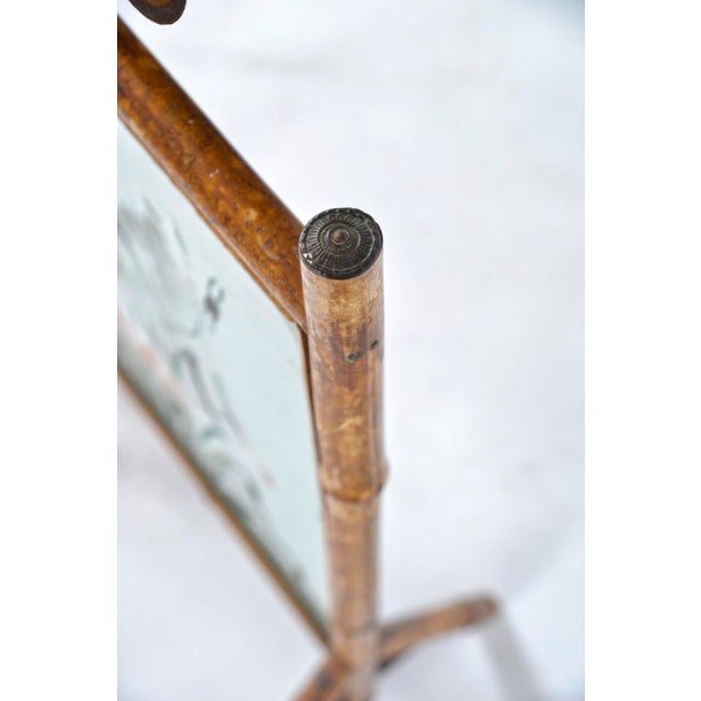 Antique Victorian Hand-Painted Flowers Glass Fire Screen, 1890s For Sale - Image 3 of 15