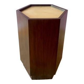 Hexagonal Sabin Walnut and Brass Side Table For Sale