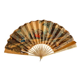 Antique C. 1910 Maquet Paris Harbor Inn New York Carved Bone Advertising Hand Fan For Sale