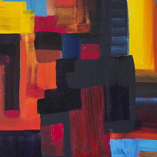 Contemporary Blue Moon – Large Abstract Painting in Deep Reds, Blues & Golds by Nathalie Gribinski For Sale - Image 3 of 5