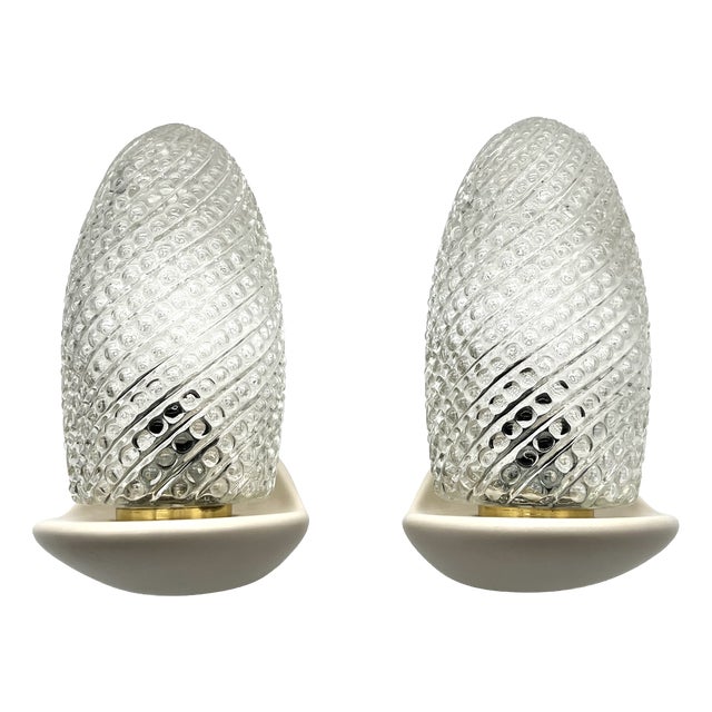 Model 21 Wall Lights in Ceramic and Frosted Glass from Lindner Leuchten, 1960s, Set of 2 For Sale