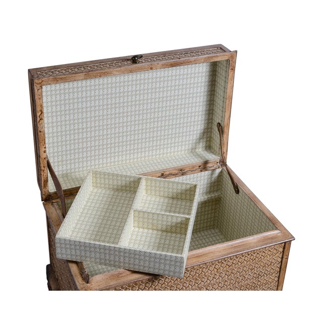 1980s Vintage Faux Bamboo Trunk on Stand With Compartment For Sale - Image 5 of 17