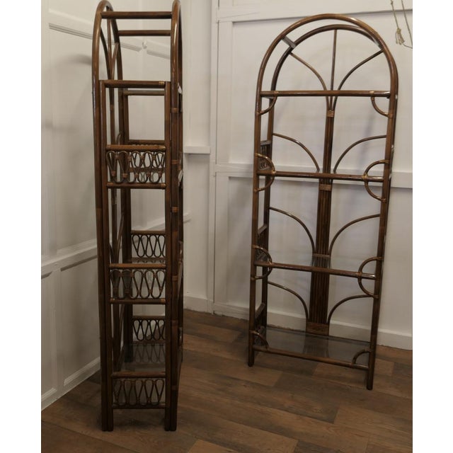 Tall Bamboo and Glass Room Dividers, Set of 2 For Sale - Image 5 of 9