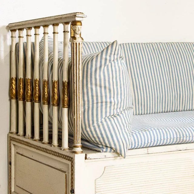 Antique White Painted Gustavian Bench From Sweden For Sale - Image 10 of 12