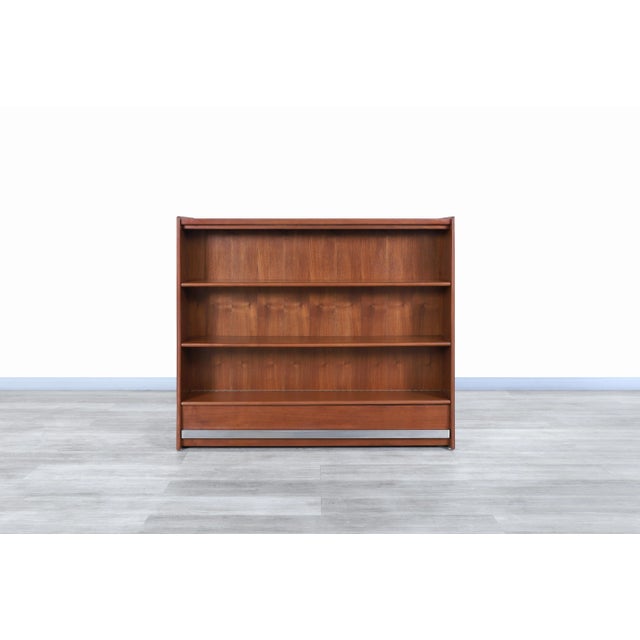 Mid-Century Modern Walnut Drop-Front Dry Bar Cabinet With Shelving For Sale - Image 10 of 13
