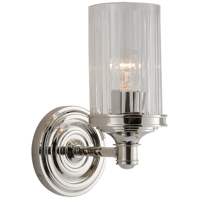 Alexa Hampton for Visual Comfort Signature Ava Single Sconce in Polished Nickel with Crystal For Sale