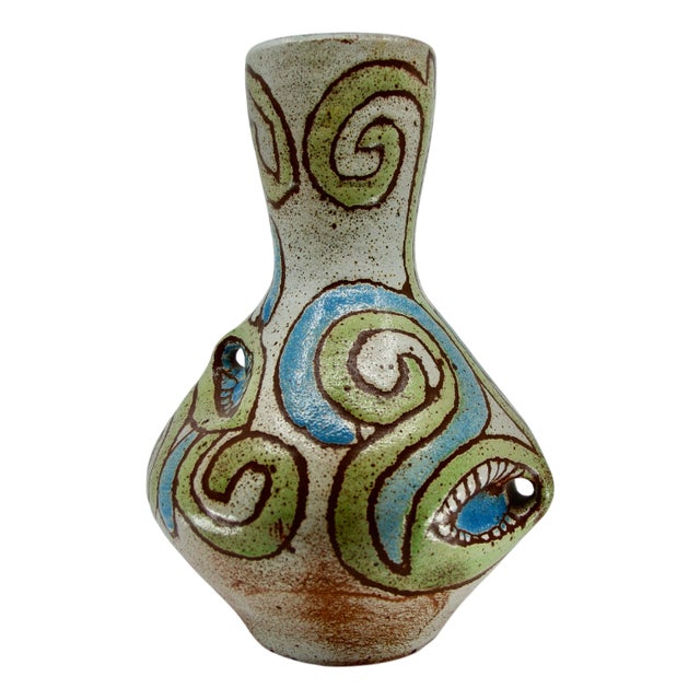 D'Accolay Ceramic Vase with Ethnic Decoration, 1960 For Sale