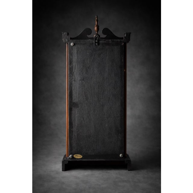 Late 20th Century PPL 31-Day Wall Clock With Pendulum Window, Wood Case (Traditional Mechanical Style) Measurements: 26" H × 12" W × 5.5" D For Sale In Los Angeles - Image 6 of 8