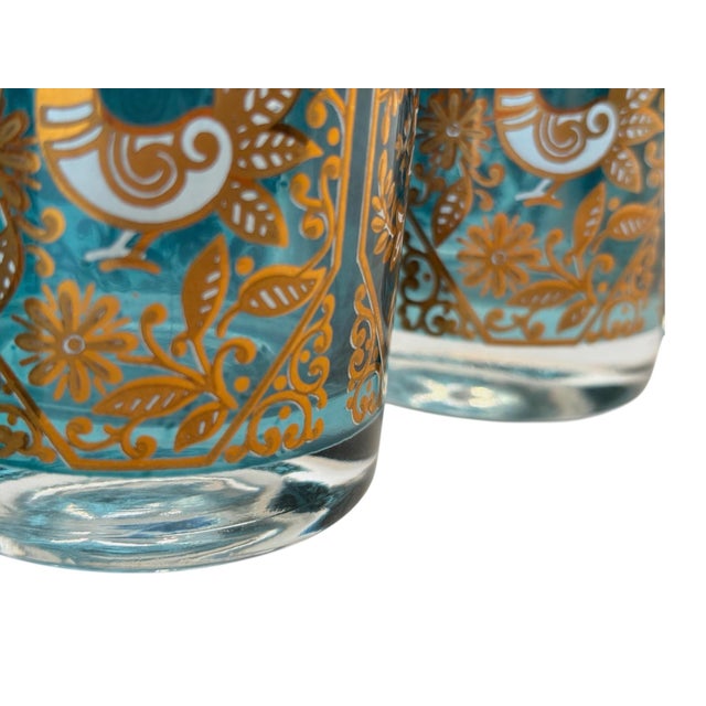 Mid 20th Century Scandinavian Teal and Gold Glass Tumblers, Set of 8 For Sale In Tampa - Image 6 of 6