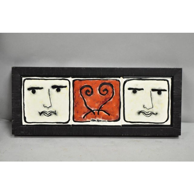 Early 21st Century Modern Pablo Picasso Style Ceramic Tile Wall Art Set, Victor Alves 2009 - 3 Pieces For Sale - Image 5 of 12