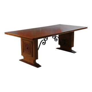 Large Art Deco Oak Table, 1930s For Sale