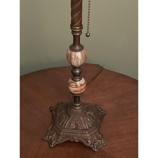 Vintage Victorian Table Lamp by Handley Industries & Lavish Lamps Beaded Fringe Shade For Sale - Image 10 of 16