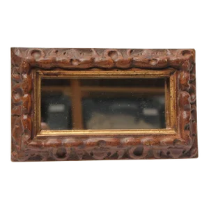 Small Faux-Wood Resin Accent Wall Mirror