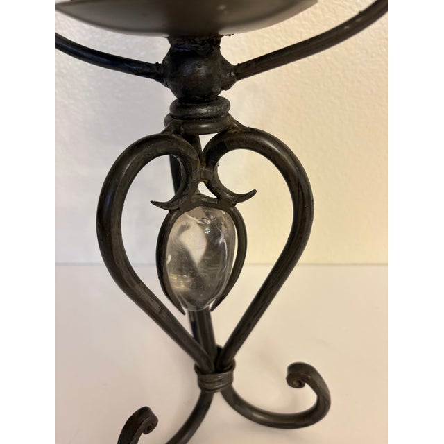 Mediterranean 1970s Wrought Iron Candle Holders W/Whimsical Candles - A Pair For Sale - Image 3 of 7
