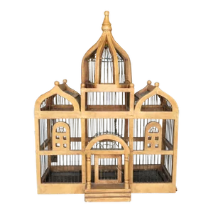 Vintage Wood and Metal Domed - Top Hand - Made Bird Cage