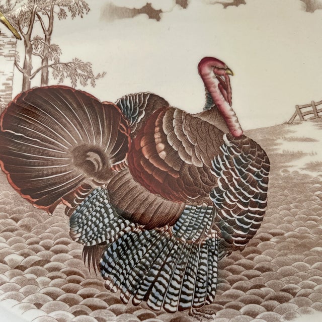 Vintage 1930s in pristine condition extra large transfer-ware Johnson Bros. Thanksgiving - Turkey motif platter. Made in...