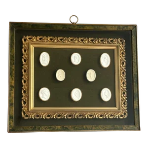 19th Century Grand Tour Neoclassical Plaster Intaglios Mounted & Framed - 8 Intaglios