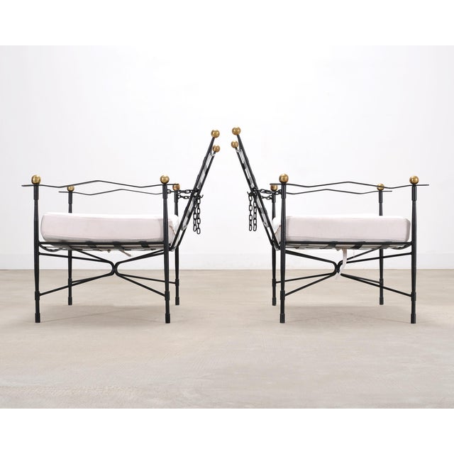 Pair of Mario Papperzini Amalfi Iron Lounge Chairs and Ottomans For Sale In Sacramento - Image 6 of 18