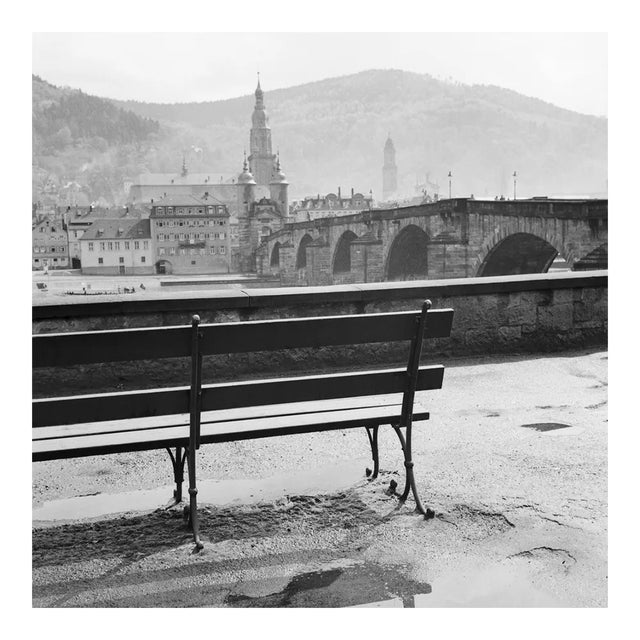 River Neckar, Old Bridge, Church, Heidelberg Germany 1936, Printed 2021 For Sale