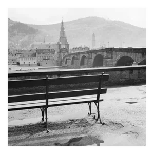 River Neckar, Old Bridge, Church, Heidelberg Germany 1936, Printed 2021