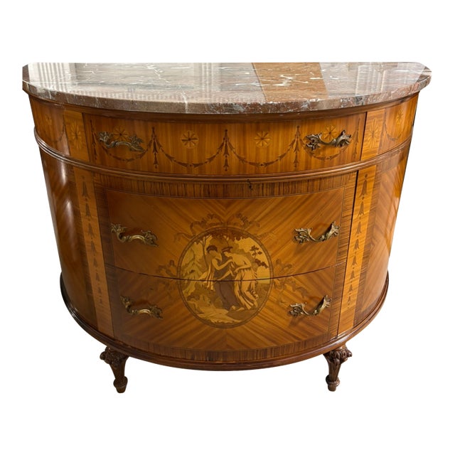 19th Century Louis XVI Style Demilune Commode with Marble Top