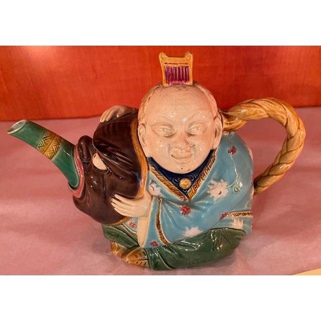 19th-Century Majolica Minton Chinese Man Figural Teapot For Sale In Los Angeles - Image 6 of 6