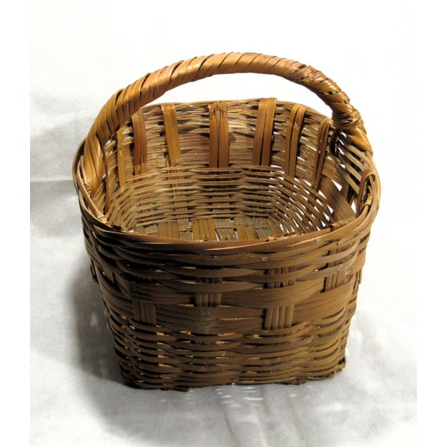 Brown Vintage Rustic Woven Gathering Basket 13" Long For Sale - Image 8 of 10