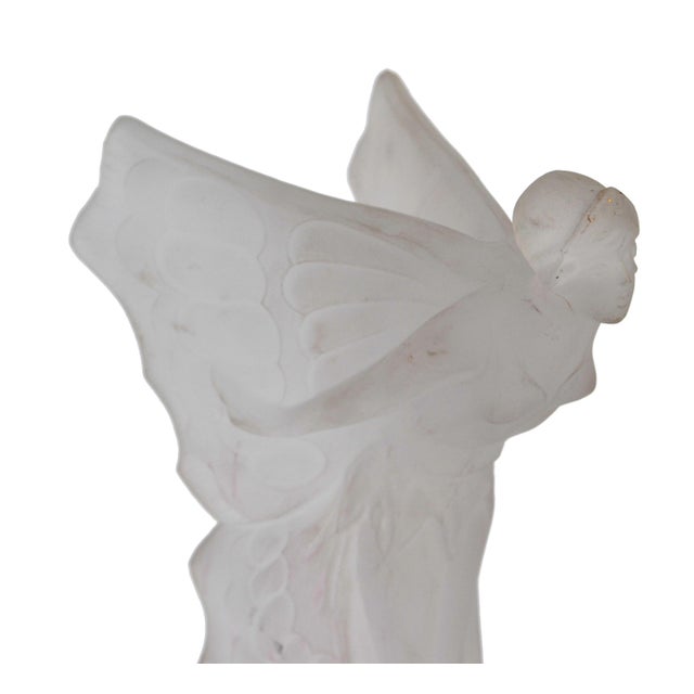 1970s 1930s Art Deco René Lalique Style Desna Frosted Glass Figure Fairy Flowing Wings For Sale - Image 5 of 13