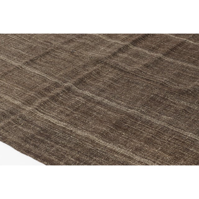 Tan Brown & Tan Striped Wool Rug For Sale - Image 8 of 10