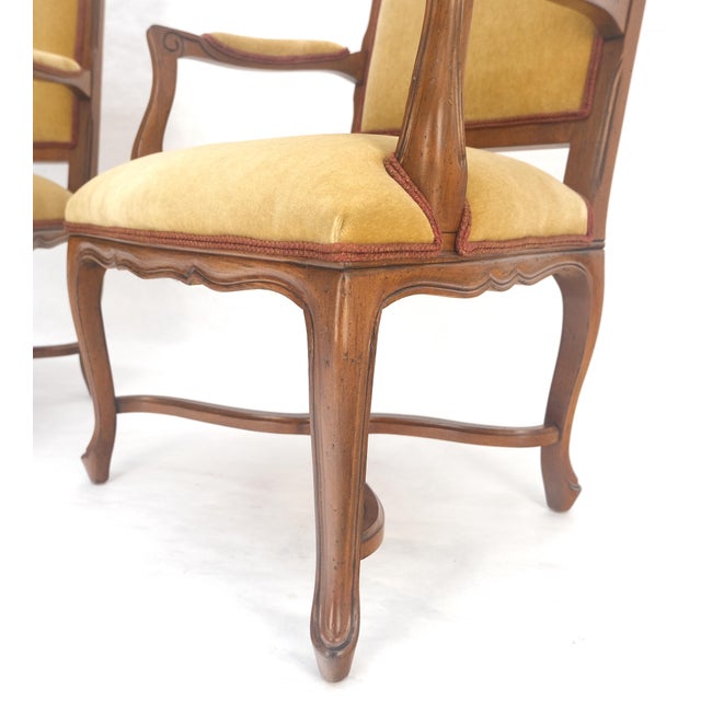 Pair of Carved French Style Mohair Fabric Carved Open Arm Lounge Chairs MINT!