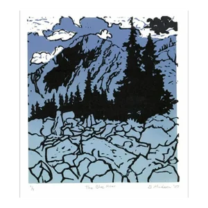 2007 Ginnie Madsen Blue Hour Mountain Relief Print