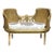 French Style Upholstered Bench – White Damask Fabric With Ornate Gold Leaf Frame For Sale