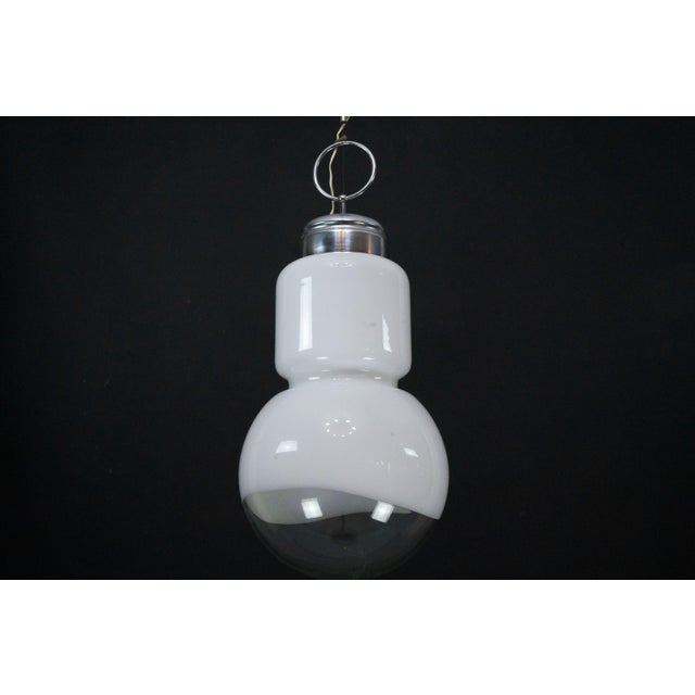 Vintage Space Age Pendant Light in Chrome and Murano Glass from Mazzega, Italy, 1960s For Sale - Image 9 of 12