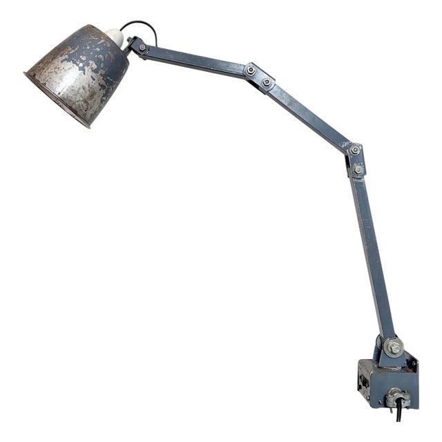 Industrial Grey Adjustable Wall Lamp from Memlite, 1960s For Sale