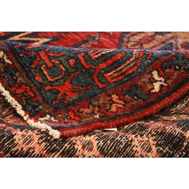 Persian Vintage Persian Bidjar Handmade Red Medallion Wool Rug For Sale - Image 3 of 6