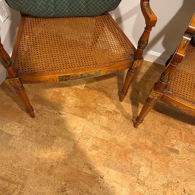 Wood Pair - Adams Style Painted Satinwood Armchairs For Sale - Image 7 of 10