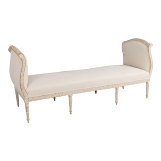 19th C. Swedish Gustavian Period Upholstered Daybed in Original Paint For Sale