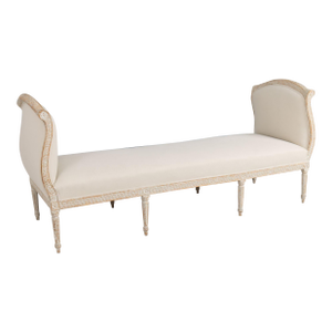 19th C. Swedish Gustavian Period Upholstered Daybed in Original Paint