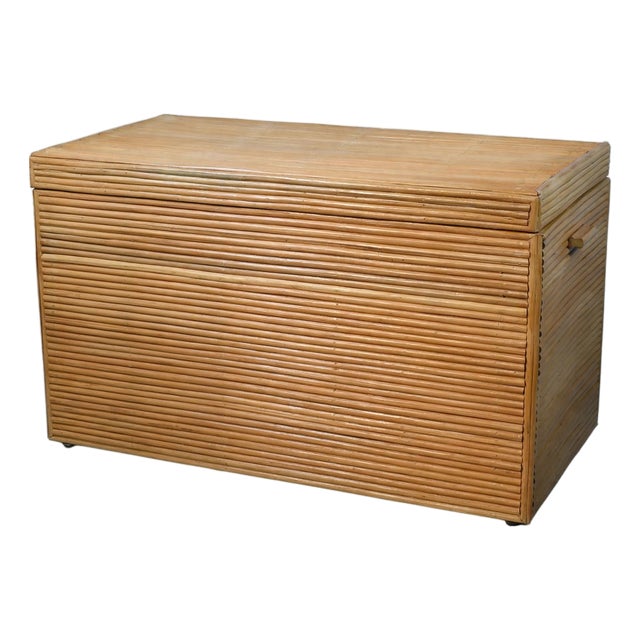 1960s Split Rattan Storage Trunk For Sale