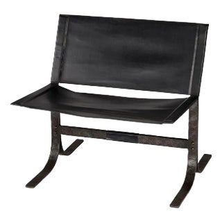 Alessa Leather Sling Chair in Black For Sale