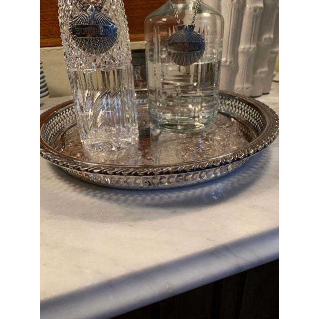 Vintage Round Gallery Silver Tray For Sale - Image 9 of 9