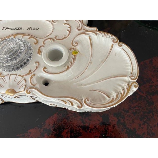 Art Nouveau Porcelain Inkwell, E. Porcher, Paris France, c.1900 For Sale In West Palm - Image 6 of 17