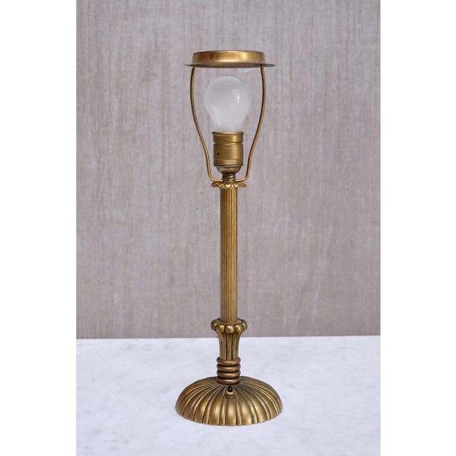Swedish Grace Table Lamp in Fluted and Reeded Patinated Brass, 1930s For Sale - Image 9 of 11
