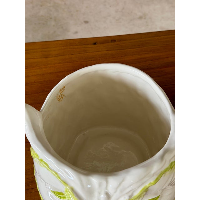 Mid 20th Century Vintage Glazed Ceramic Owl Planter Cachepot in White and Lime Green For Sale - Image 5 of 11