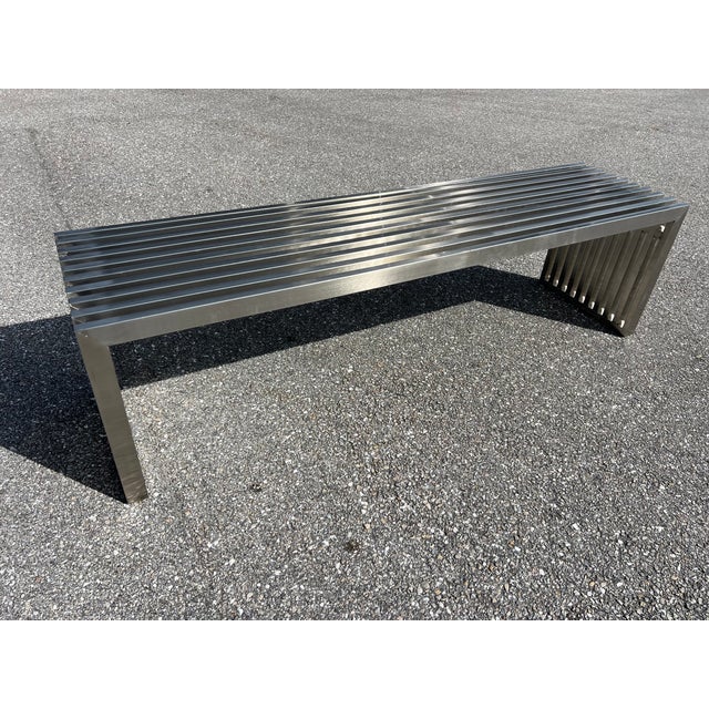 Stainless Steel Bench 1970s For Sale - Image 4 of 7